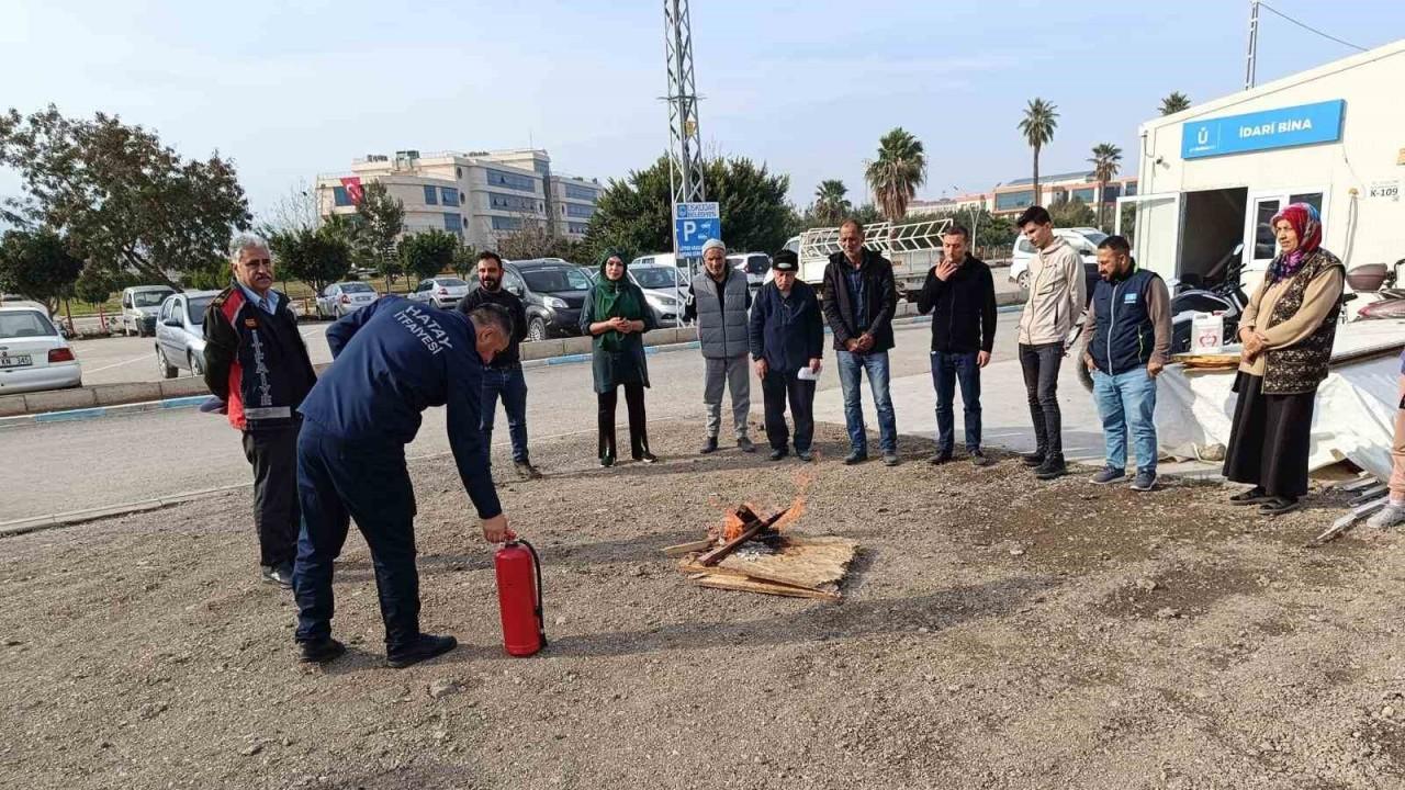 Konteyner kentte yangına karşı eğitim ve tatbikat