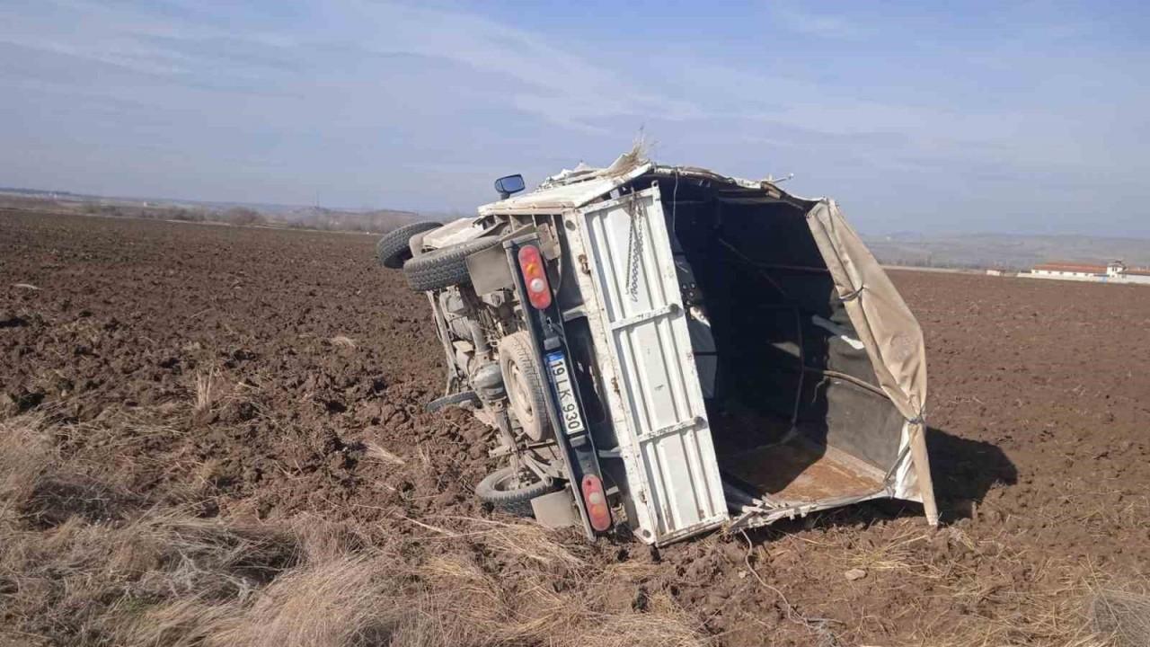 Kontrolden çıkan kamyonet tarlaya uçtu: 1 yaralı