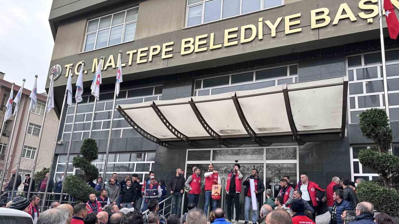 Maaşını az bulan belediye işçileri eylem yaptı