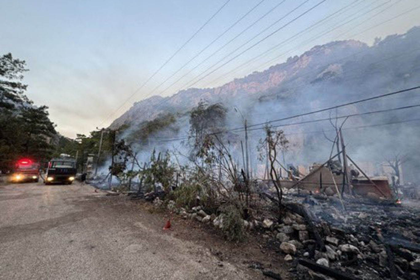 Antalya'da çıkan yangında çok sayıda bungalov ev yandı