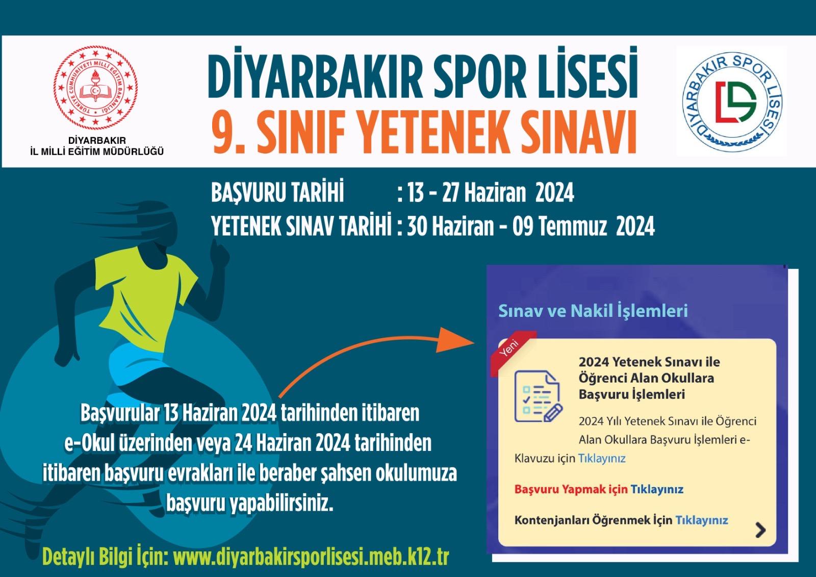 Diyarbakır Spor Lisesi Giriş Sınavı Tarihleri Açıklandı