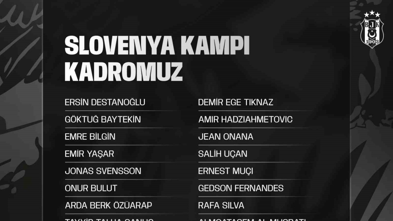 Beşiktaş’ın Slovenya kamp kadrosu belli oldu