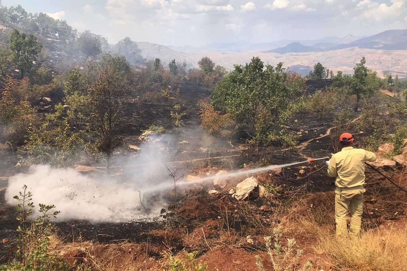 Anız yangını TPAO kuyularına ulaşmadan kontrol altına alındı