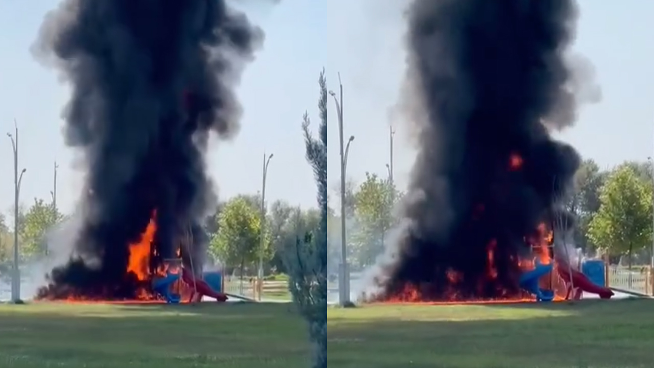 Bismil'de çocuk parkını ateşe verdiler!