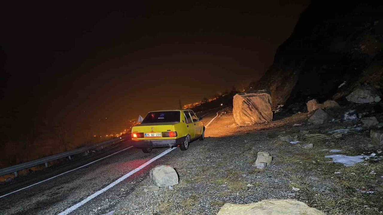 Erzurum-Artvin karayolunda heyelan