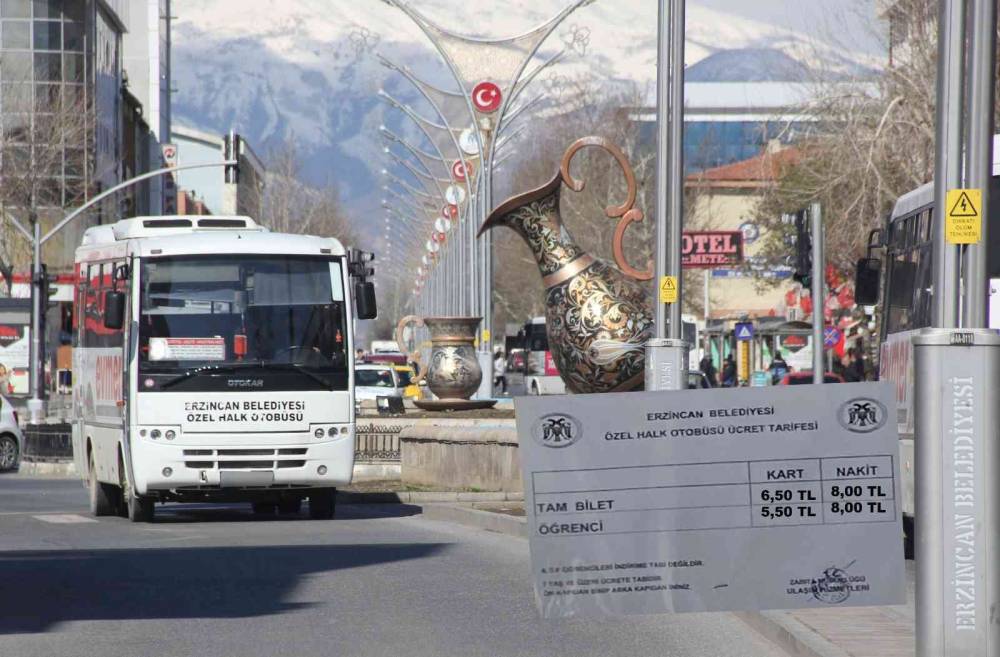 Erzincan’da toplu taşıma ücretlerine zam yapıldı