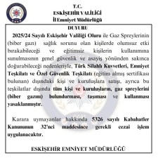 Eskişehir’de biber gazı taşımak yasaklandı